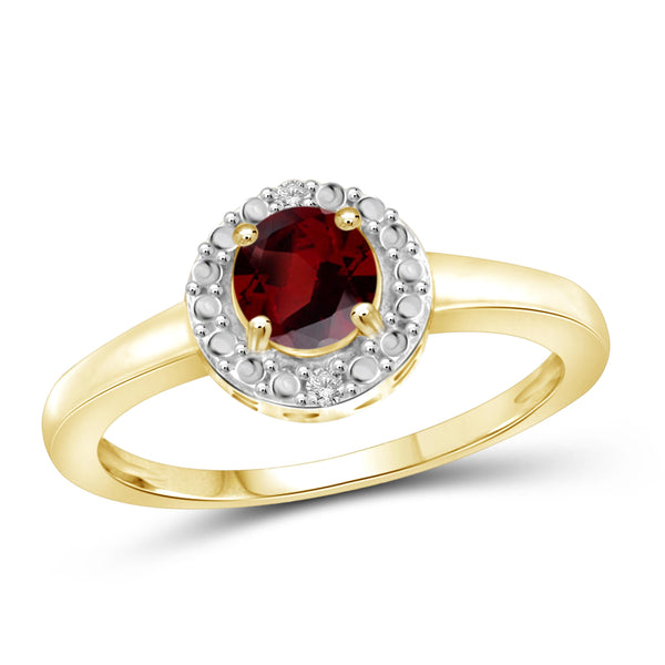 JewelonFire 1/2 Carat T.G.W. Garnet and White Diamond Accent Sterling Silver Ring - Assorted Colors