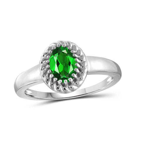 JewelonFire 0.80 Carat T.G.W. Chrome Diopside Sterling Silver Ring - Assorted Colors