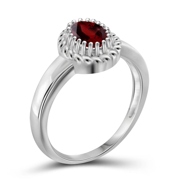 JewelonFire 1.00 Carat T.G.W. Garnet Sterling Silver Ring - Assorted Colors