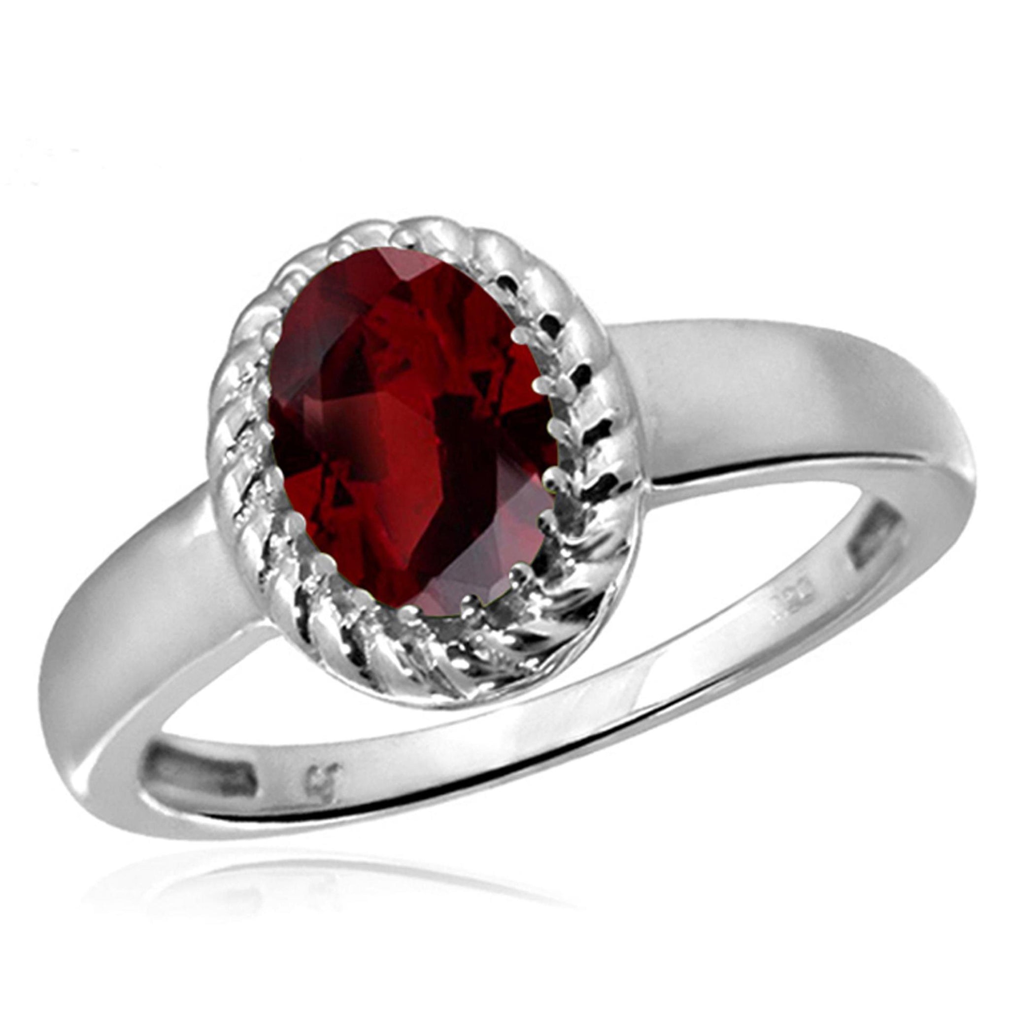 JewelonFire 1.00 Carat T.G.W. Garnet Sterling Silver Ring - Assorted Colors