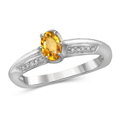 JewelonFire 1/2 Carat T.G.W. Citrine And White Diamond Accent Sterling Silver Ring - Assorting Colors