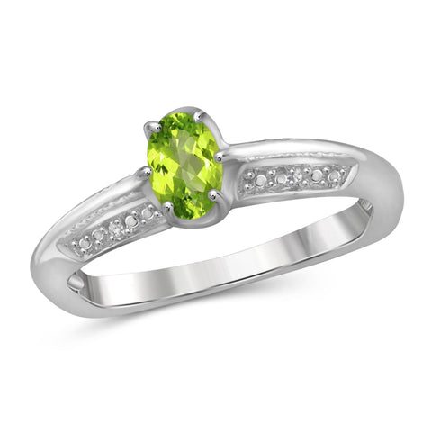 JewelonFire 1/2 Carat T.G.W. Peridot And White Diamond Accent Sterling Silver Ring - Assorted Colors