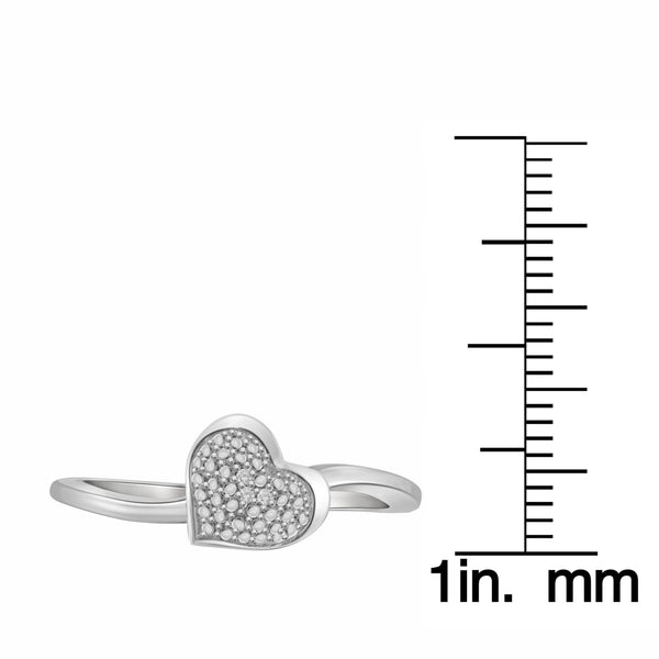 JewelonFire Accent Diamond Sterling Silver Heart Ring