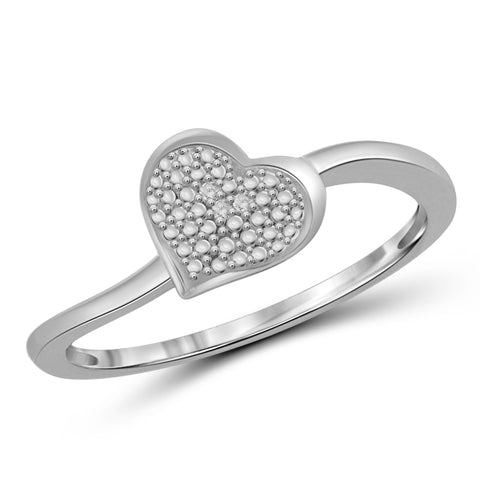 JewelonFire Accent Diamond Sterling Silver Heart Ring