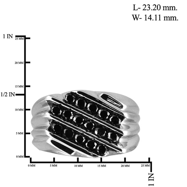JewelonFire 1 Carat T.W. Black Diamond Sterling Silver Men's Ring