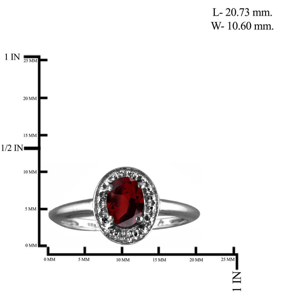 JewelonFire 1.00 Carat T.G.W. Garnet And White Diamond Accent Sterling Silver Ring - Assorted Colors