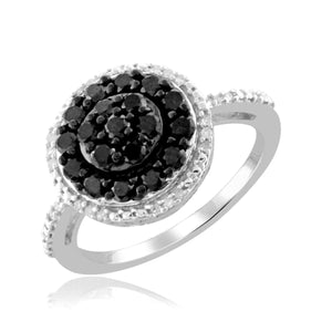 JewelonFire 1 Carat T.W. Black And White Diamond Sterling Silver Ring