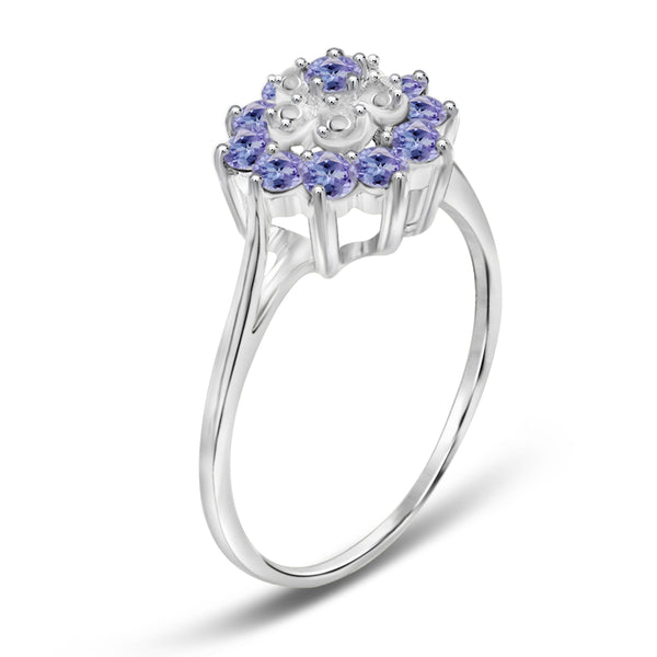 JewelonFire 1 Carat T.G.W. Tanzanite Sterling Silver Flower Ring- Assorted Colors