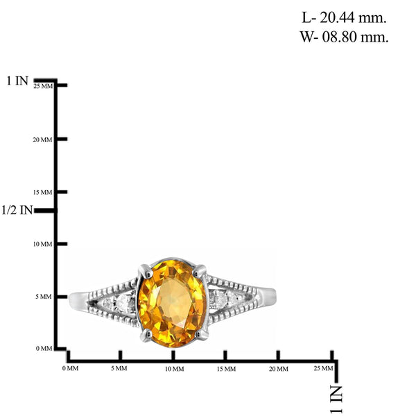 JewelonFire 1.00 Carat T.G.W. Citrine And 1/20 Carat T.W. White Diamond Sterling Silver Ring - Assorted Colors