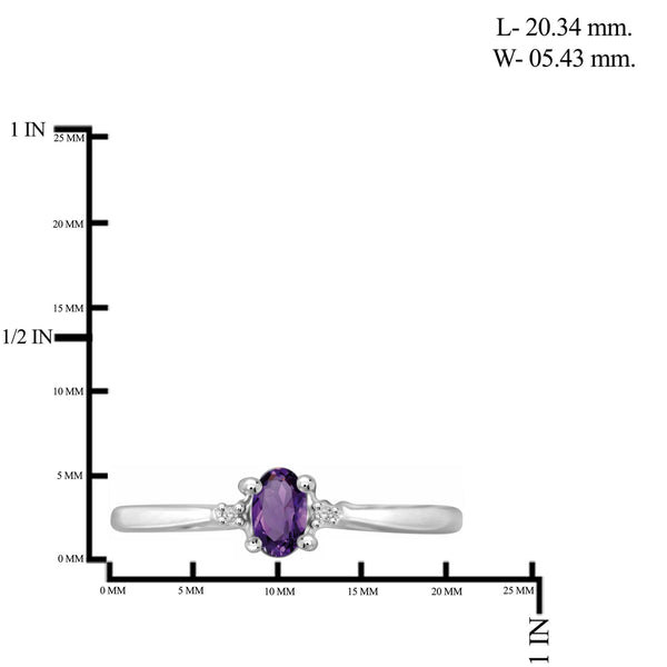 JewelonFire 1/4 Carat T.G.W. Amethyst And White Diamond Accent Sterling Silver Ring - Assorted Colors