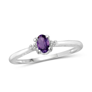 JewelonFire 1/4 Carat T.G.W. Amethyst And White Diamond Accent Sterling Silver Ring - Assorted Colors