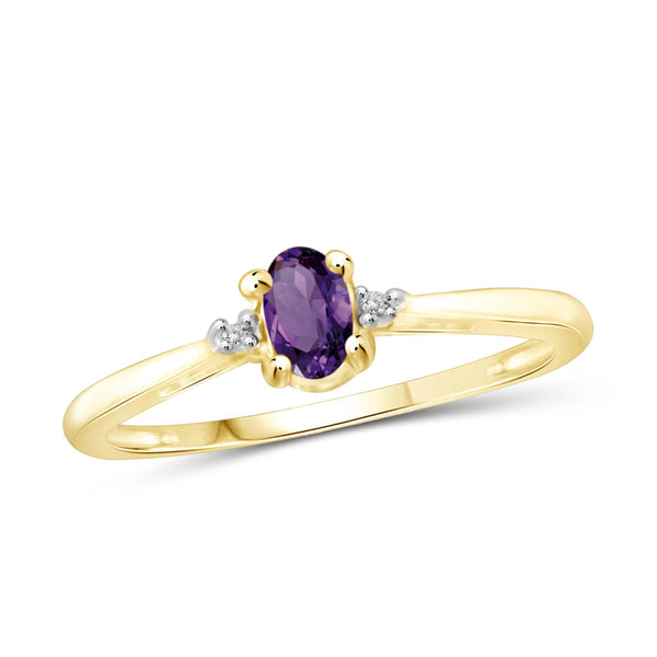 JewelonFire 1/4 Carat T.G.W. Amethyst And White Diamond Accent Sterling Silver Ring - Assorted Colors