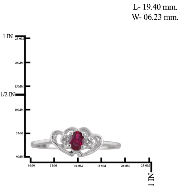 JewelonFire 0.15 Carat T.G.W Ruby and White Diamond Accent Sterling Silver Ring - Assorted Colors