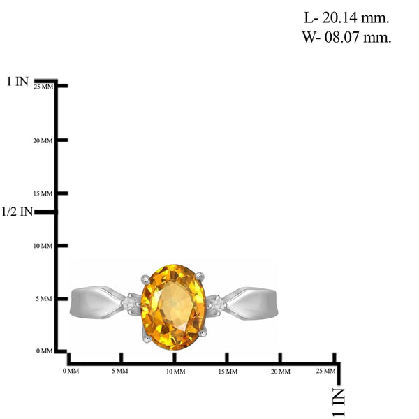 JewelonFire 1.00 Carat T.G.W. Citrine And White Diamond Accent Sterling Silver Ring - Assorted Colors