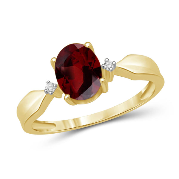 JewelonFire 1 1/2 Carat T.G.W. Garnet And White Diamond Accent Sterling Silver Ring - Assorted Colors