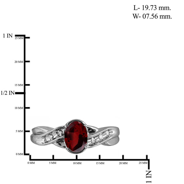 JewelonFire 1.00 Carat T.G.W. Garnet And White Diamond Accent Sterling Silver Ring - Assorted Colors