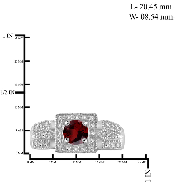 JewelonFire 1/2 Carat T.G.W. Garnet and White Diamond Accent Sterling Silver Ring - Assorted Colors