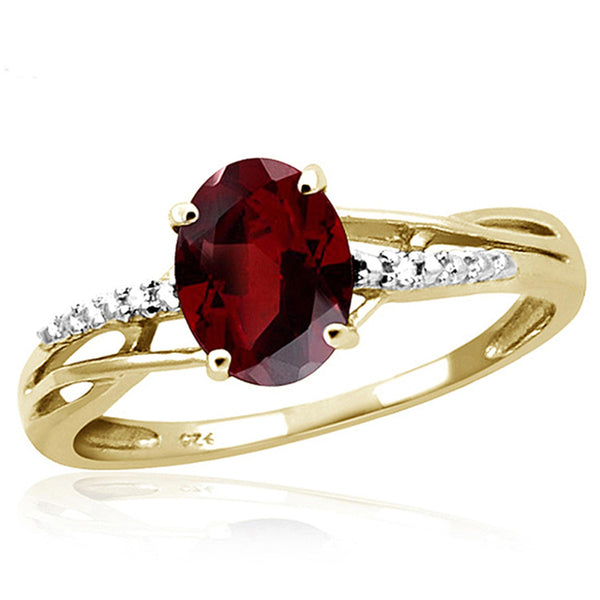 JewelonFire 1 1/2 Carat T.G.W. Garnet And White Diamond Accent Sterling Silver Ring - Assorted Colors