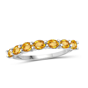 JewelonFire 1 1/4 Carat T.G.W. Citrine Sterling Silver Band - Assorted Colors