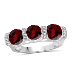 JewelonFire 2 1/2 Carat T.G.W. Garnet And White Diamond Accent Sterling Silver Ring - Assorted Colors