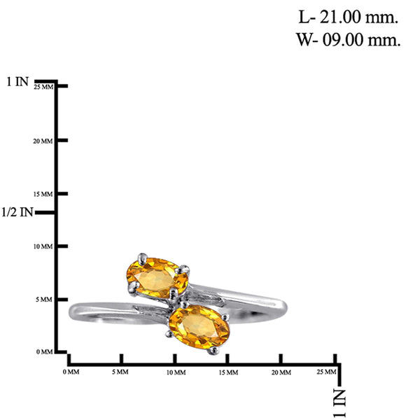 JewelonFire 1.00 Carat T.G.W. Citrine Sterling Silver Two Stone Ring - Assorted Colors