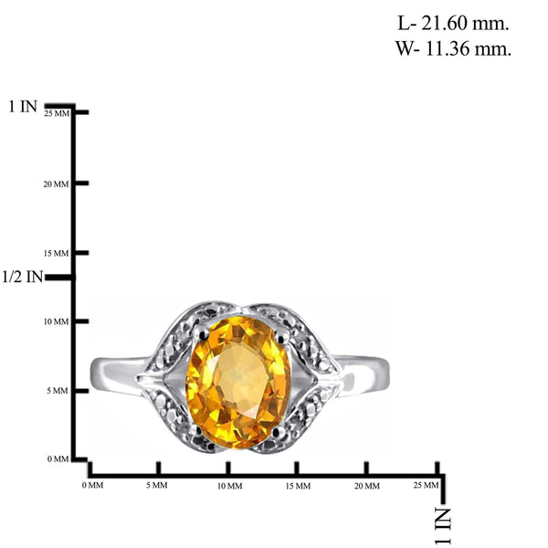 JewelonFire 1.00 Carat T.G.W. Citrine And White Diamond Accent Sterling Silver Ring - Assorted Colors