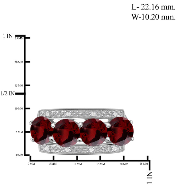 JewelonFire 3 1/5 Carat T.G.W. Garnet And White Diamond Accent Sterling Silver Ring - Assorted Colors