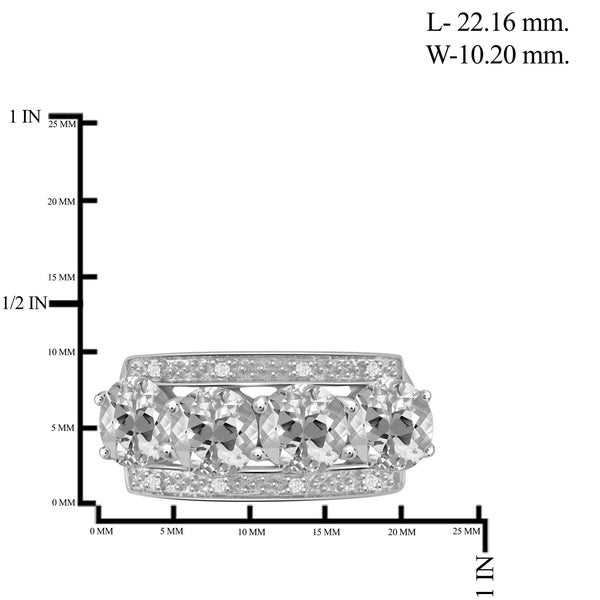 JewelonFire 3 3/4 Carat T.G.W. White Topaz And White Diamond Accent Sterling Silver Ring - Assorted Colors