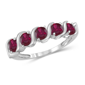 JewelonFire 1 1/2 Carat T.G.W. Ruby Sterling Silver Band- Assorted Colors