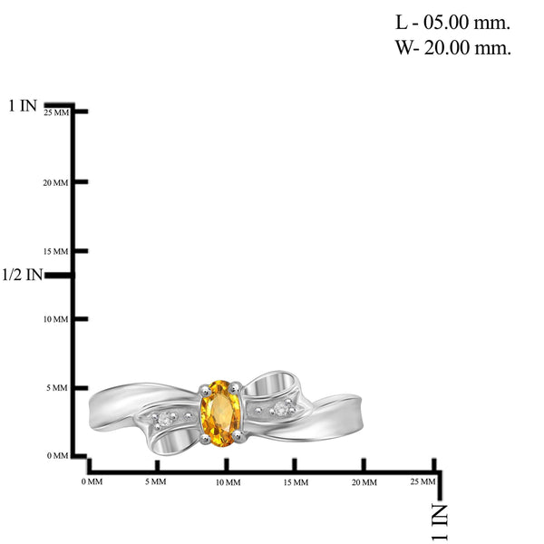 JewelonFire 1/4 Carat T.G.W. Citrine And White Diamond Accent Sterling Silver Ring - Assorted Colors