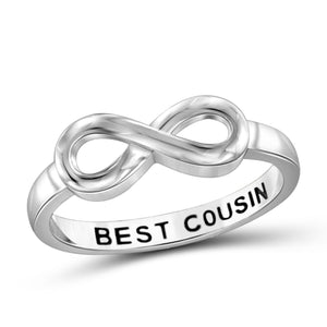 JewelonFire Sterling Silver Infinity Friendship Ring for Women | Personalized Best Cousin Promise Eternity Knot Symbol Band