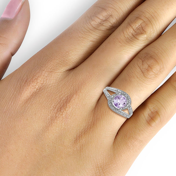 JewelonFire 1 1/5 Carat T.G.W. Pink Amethyst And White Diamond Accent Sterling Silver Ring - Assorted Colors