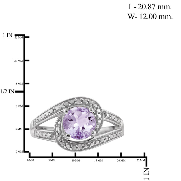 JewelonFire 1 1/5 Carat T.G.W. Pink Amethyst And White Diamond Accent Sterling Silver Ring - Assorted Colors