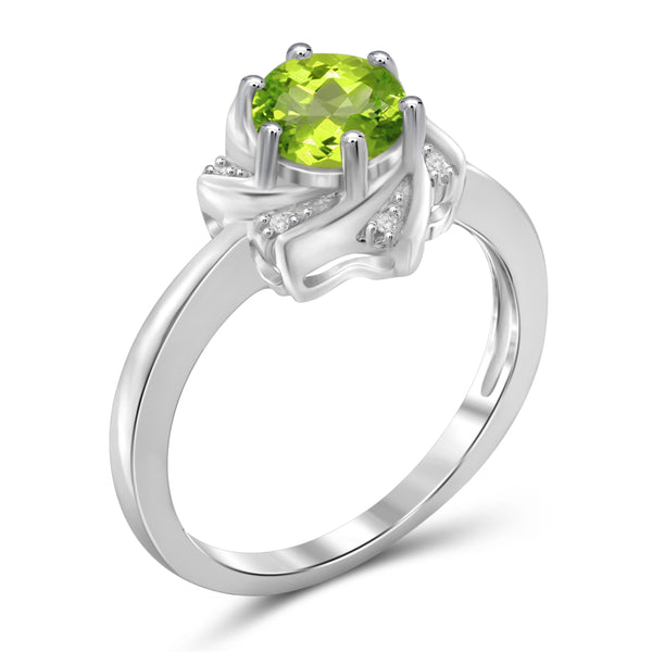 JewelonFire 3/4 Carat T.G.W. Peridot And White Diamond Accent Sterling Silver Ring - Assorted Colors