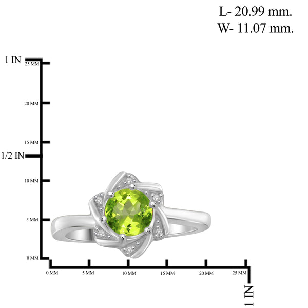 JewelonFire 3/4 Carat T.G.W. Peridot And White Diamond Accent Sterling Silver Ring - Assorted Colors