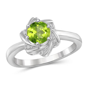 JewelonFire 3/4 Carat T.G.W. Peridot And White Diamond Accent Sterling Silver Ring - Assorted Colors