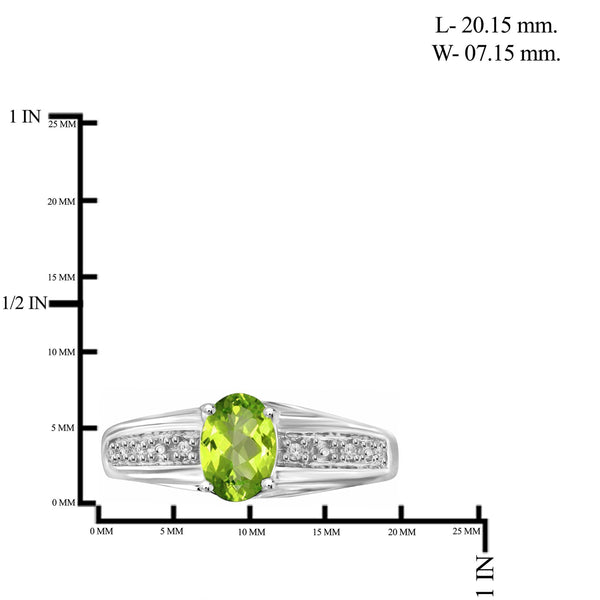 JewelonFire 3/4 Carat T.G.W. Peridot And 1/20 Carat T.W. White Diamond Sterling Silver Ring - Assorted Colors