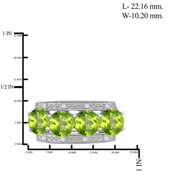 JewelonFire 3.00 Carat T.G.W. Peridot And White Diamond Accent Sterling Silver Ring - Assorted Colors