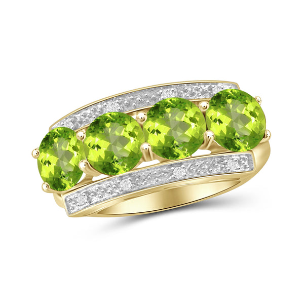 JewelonFire 3.00 Carat T.G.W. Peridot And White Diamond Accent Sterling Silver Ring - Assorted Colors