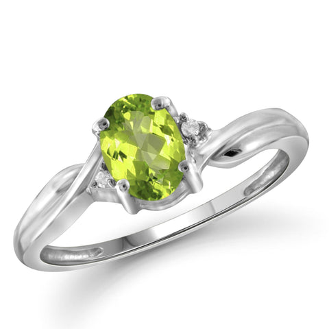 JewelonFire 3/4 Carat T.G.W. Peridot And White Diamond Accent Sterling Silver Ring - Assorted Colors