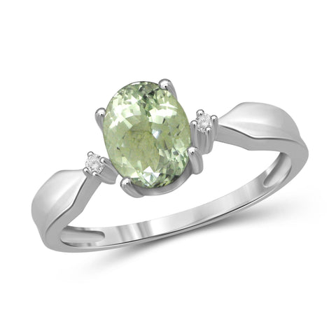 JewelonFire 1 1/3 Carat T.G.W. Green Amethyst And White Diamond Accent Sterling Silver Ring - Assorted Colors