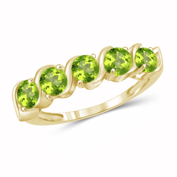 JewelonFire 1 1/4 Carat T.G.W. Peridot Sterling Silver Ring - Assorted Colors