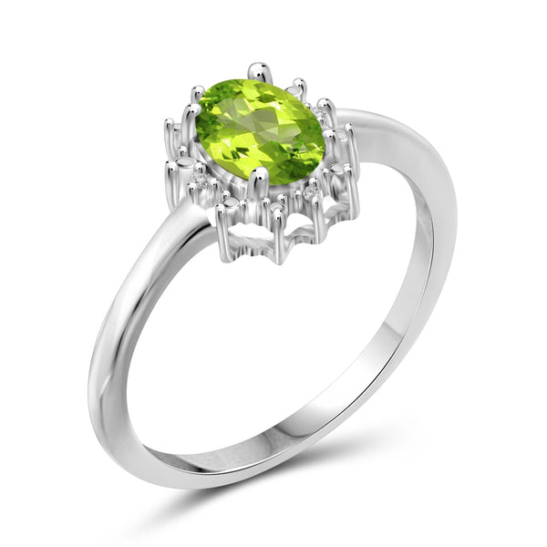 JewelonFire 3/4 Carat T.G.W. Peridot And White Diamond Accent Sterling Silver Ring - Assorted Colors