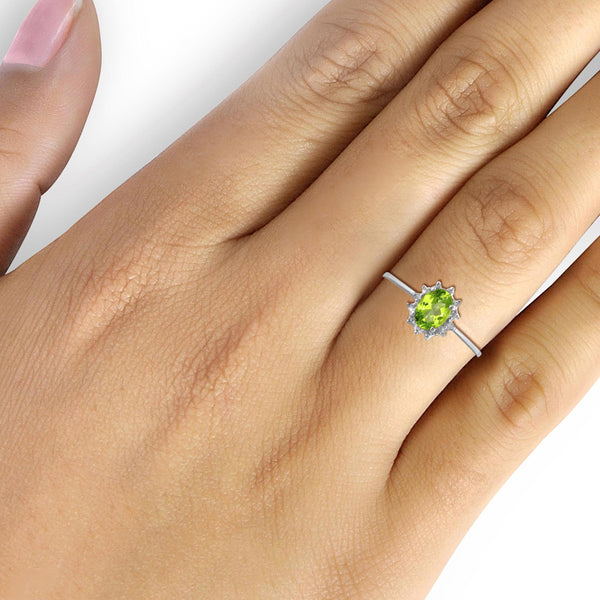 JewelonFire 3/4 Carat T.G.W. Peridot And White Diamond Accent Sterling Silver Ring - Assorted Colors