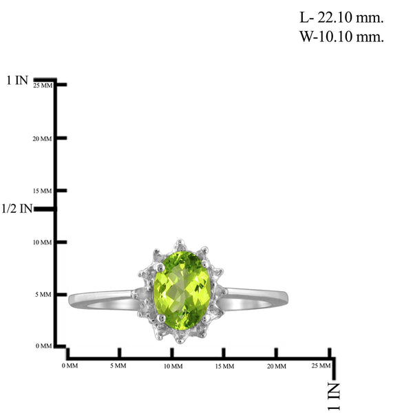 JewelonFire 3/4 Carat T.G.W. Peridot And White Diamond Accent Sterling Silver Ring - Assorted Colors