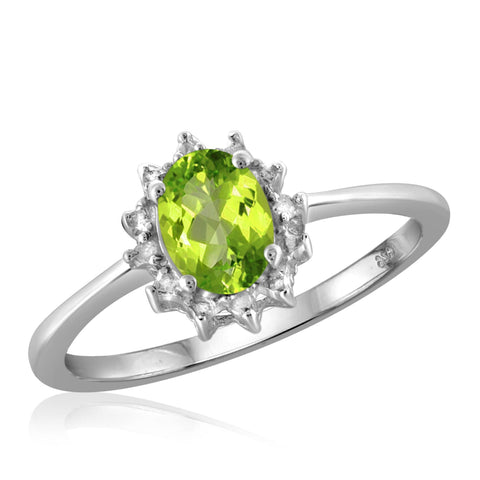 JewelonFire 3/4 Carat T.G.W. Peridot And White Diamond Accent Sterling Silver Ring - Assorted Colors