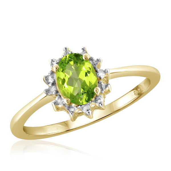 JewelonFire 3/4 Carat T.G.W. Peridot And White Diamond Accent Sterling Silver Ring - Assorted Colors