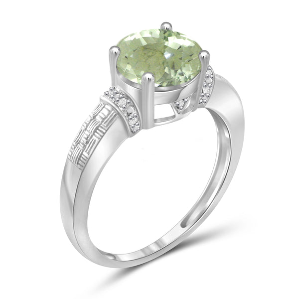 JewelonFire 1 3/4 Carat T.G.W. Green Amethyst And White Diamond Accent Sterling Silver Ring - Assorted Colors