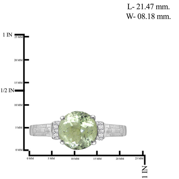 JewelonFire 1 3/4 Carat T.G.W. Green Amethyst And White Diamond Accent Sterling Silver Ring - Assorted Colors