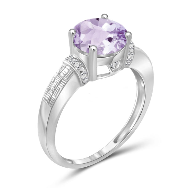 JewelonFire 1 3/4 Carat T.G.W. Pink Amethyst And White Diamond Accent Sterling Silver Ring - Assorted Colors